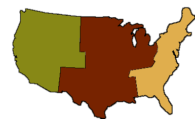 US map with links to tur dates by region.